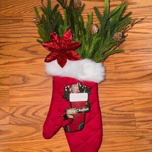 Festive Red Christmas Stocking with Greenery